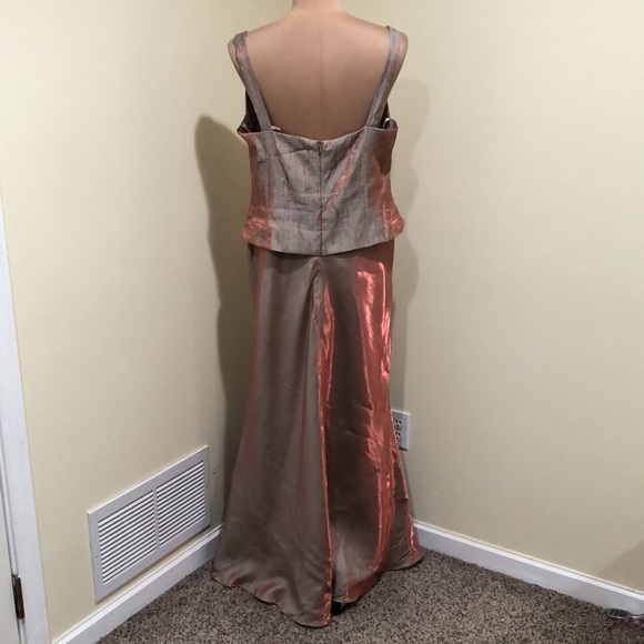 David’s Bridal Gown Maxi Dress Size 14W Iridescent Blue Pink Rhinestone Sequins - Picture 5 of 10